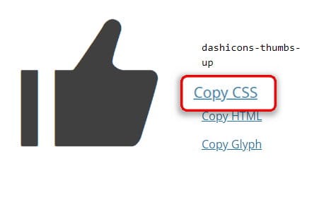 Copy the CSS of wordpress dashicons font