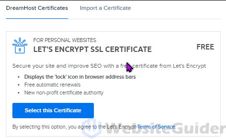 How To Install Free Lets Encrypt SSL Certificate in Dreamhost 3